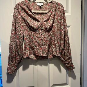 Floral blouse with button detail